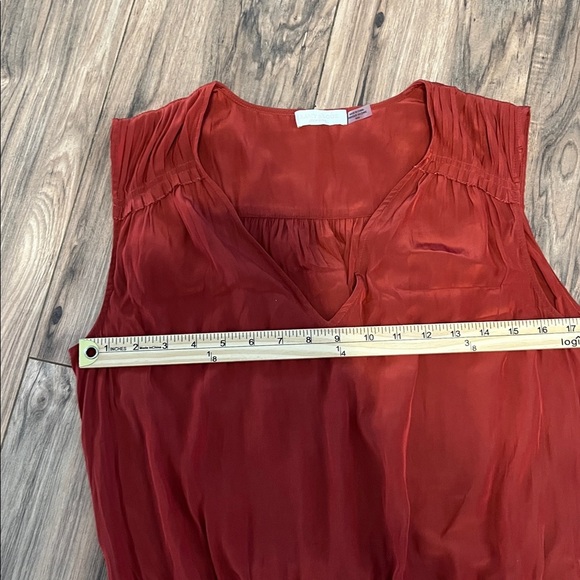 Ramy Brook Kiara Ruffle Mini Dress Brick Red M Sleeveless Smocked Waist Tiered - Picture 8 of 9